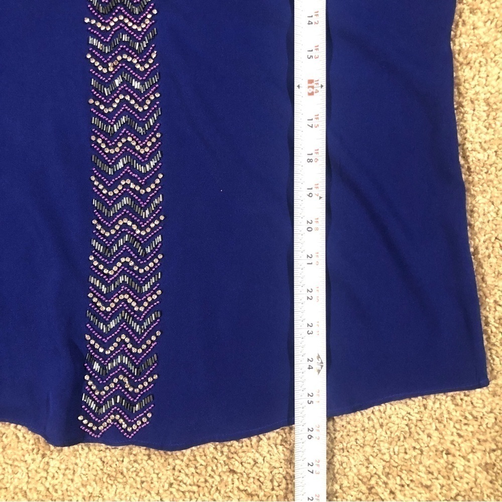 Romeo & Juliet Couture Gossip Girl Beaded Blue Cold Shoulder Top Small - Picture 7 of 8